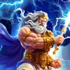 ZeusFit app showing Divine Lunges challenge with lightning effects and mythological interface
